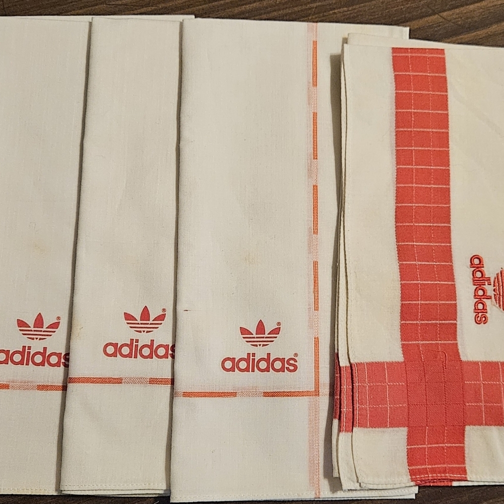 Rare Adidas Vintage White & Red Logo Handkerchiefs.